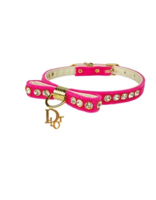 PINK - Velvet Dior Charm Collar - 14"