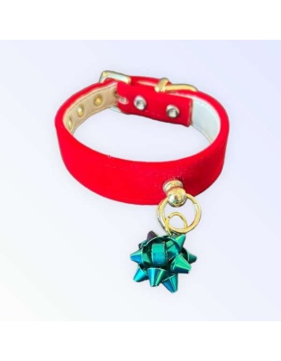 GREEN BOW - Velvet Gift Wrap Bow Collar - 16"