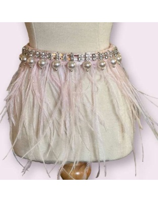 Feathers, Diamonds, & Pearls Glam Collar - 10''