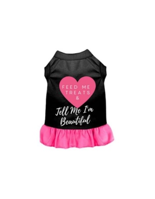 Black w Hot Pink Ruffle - Feed Me Treats & Tell Me I'm Beautiful - X Small