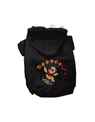 BLACK - GG Skateboard Dog Hoodie - X Small