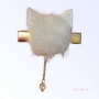 WHITE - Fuzzy Bunny Pom Pom Hair Barrette