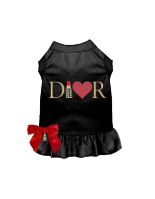 Glitter Dior-able Lipstick Dog Dress - X Small