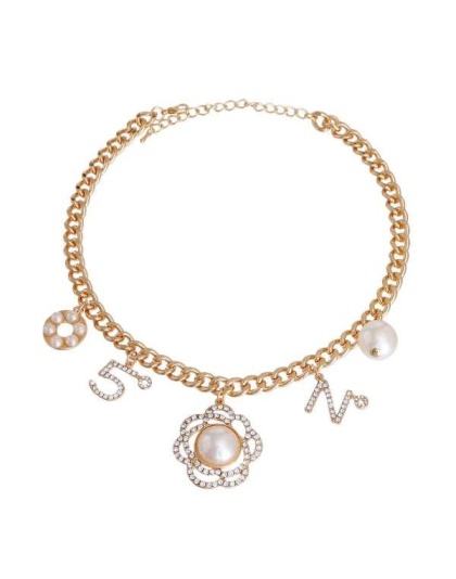 Gold No 5 Charm Necklace - Large