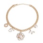 Gold No 5 Charm Necklace - Large