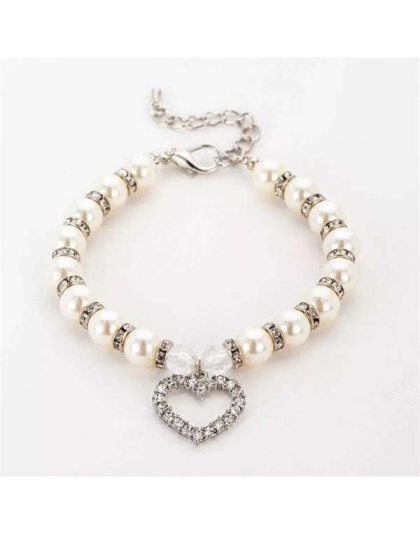 Heart and Pearl Necklace- White - Medium