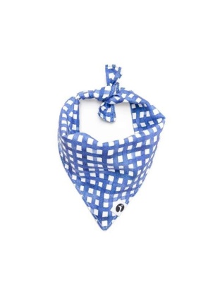Navy Watercolor Plaid Dog Bandana - S