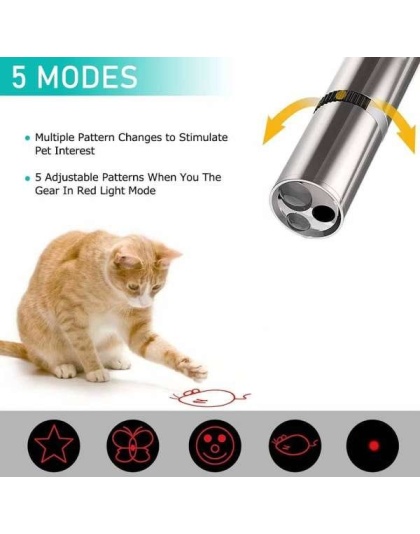 Red Laser Pointer for Cats Dogs 3 Multi-mode Interactive Toy