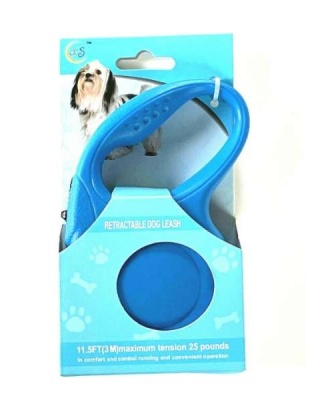 Retractable Dog Pet Leash 11.5ft (3m) Maximum Tension 25 Lbs Blue Color