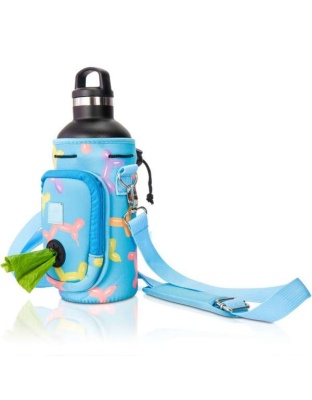 Blue Balloon Dogs - Made Easy Kit Water Bottle Carrier w/Pocket for Dog Poop Bag - 32oz Large