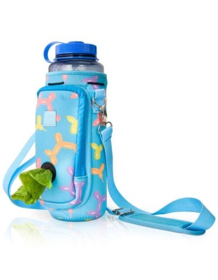 Blue Balloon Dogs - Made Easy Kit Water Bottle Carrier w/Pocket for Dog Poop Bag - 40oz Tall & Large