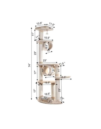 74 " H Real Wood Cat Tree With Cured Sisal Posts A7463