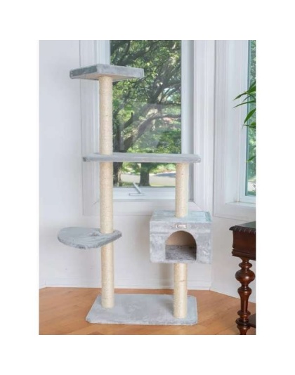 GleePet 57-Inch Cat Tree Real Wood Climbing Perch Gray