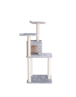 GleePet 57-Inch Cat Tree Two-Door Real Wood Condo Gray