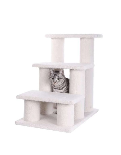 Real Wood 3 Step Cat Step Stairs Ramp,  25" Dogs Climber