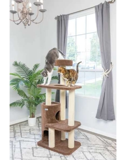 Real Wood 3-Level Carpeted Cat Tree Condo, Kitten Climber