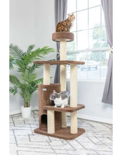 Real Wood 3-Level Carpeted Cat Tree Condo, Kitten Climber