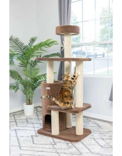 Real Wood 3-Level Carpeted Cat Tree Condo, Kitten Climber