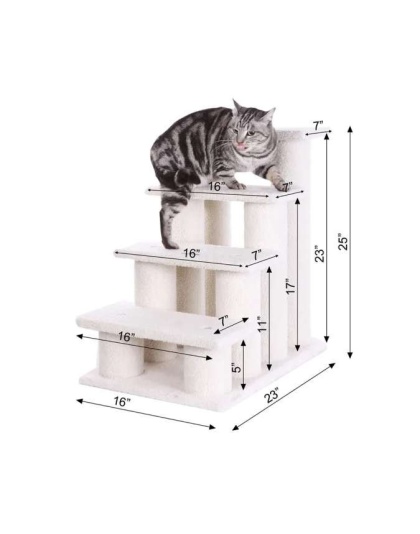 Real Wood 4 Steps Ramp For Dogs, Cats, Cat Step Stairs Ramp