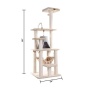 Real Wood 65" Cat Tree With Hammock, Playhouse A6501