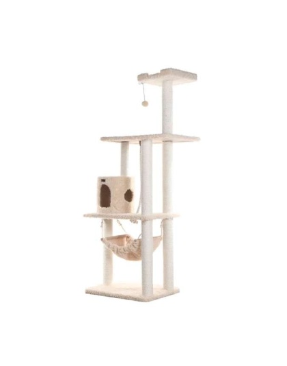 Real Wood 70" Cat Furniture,Ultra thick Faux Fur Cat Condo