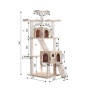 Beige - Real Wood 74" Multi-Level Cat Tree Large Cat Play Furniture