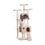 Beige - Real Wood 74" Multi-Level Cat Tree Large Cat Play Furniture