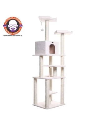 Real Wood B7801 Classic Cat Tree In Ivory 6 Levels Playhouse