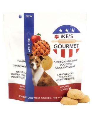 Ike's Gourmet Apple Pie Dog Treat Cookies - Real Fruit Shortbread Cookies Vegan and All-Natural Grain and Gluten Free Made in USA - 8 oz. Resealable & Reusable Standing Pouch with Interior Zipper
