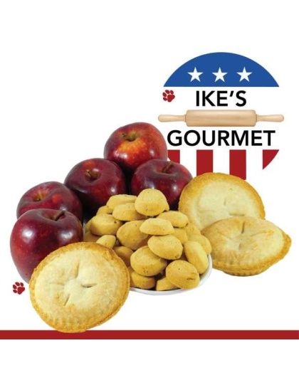 Ike's Gourmet Apple Pie Dog Treat Cookies - Real Fruit Shortbread Cookies Vegan and All-Natural Grain and Gluten Free Made in USA - 8 oz. Resealable & Reusable Standing Pouch with Interior Zipper