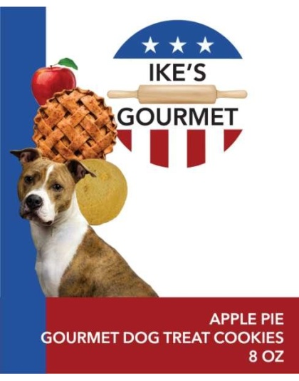 Ike's Gourmet Apple Pie Dog Treat Cookies - Real Fruit Shortbread Cookies Vegan and All-Natural Grain and Gluten Free Made in USA - 8 oz. Resealable & Reusable Standing Pouch with Interior Zipper