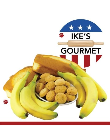 Ike's Gourmet Banana Bread Dog Treat Cookies - Real Fruit Shortbread Cookies Vegan and All-Natural Grain and Gluten Free Made in USA - 8 oz. Resealable & Reusable Standing Pouch with Interior Zipper