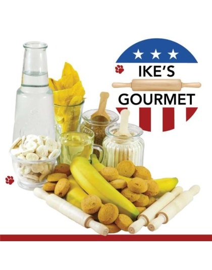 Ike's Gourmet Banana Bread Dog Treat Cookies - Real Fruit Shortbread Cookies Vegan and All-Natural Grain and Gluten Free Made in USA - 8 oz. Resealable & Reusable Standing Pouch with Interior Zipper