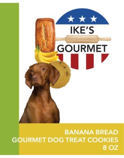 Ike's Gourmet Banana Bread Dog Treat Cookies - Real Fruit Shortbread Cookies Vegan and All-Natural Grain and Gluten Free Made in USA - 8 oz. Resealable & Reusable Standing Pouch with Interior Zipper