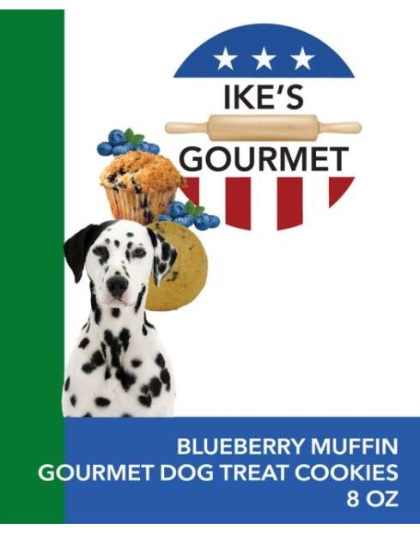 Ike's Gourmet Blueberry Muffin Dog Treat Cookies - Real Fruit Shortbread Cookies Vegan and All-Natural Grain and Gluten Free Made in USA - 8 oz. Resealable & Reusable Standing Pouch with Interior Zipper