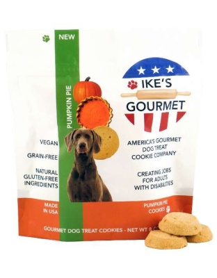 Ike's Gourmet Pumpkin Pie Dog Treat Cookies - Real Fruit Shortbread Cookies Vegan and All-Natural Grain and Gluten Free Made in USA - 8 oz. Resealable & Reusable Standing Pouch with Interior Zipper