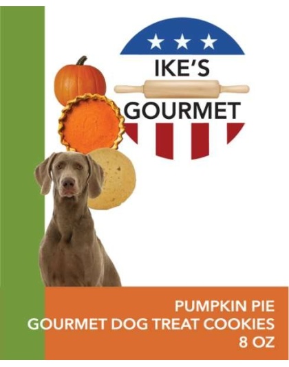 Ike's Gourmet Pumpkin Pie Dog Treat Cookies - Real Fruit Shortbread Cookies Vegan and All-Natural Grain and Gluten Free Made in USA - 8 oz. Resealable & Reusable Standing Pouch with Interior Zipper