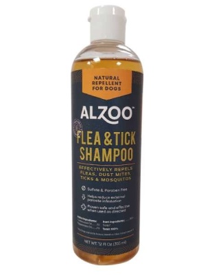 ALZOO Plant-Based Flea and Tick Repellent Shampoo for Dogs, 12oz