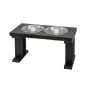 Black/Ebony - Farmhouse 2 Bowl Elevated Regular Feeder -  12 Inch