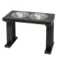 Black/Ebony - Farmhouse 2 Bowl Elevated Regular Feeder -  16 Inch