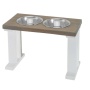 White/Gray - Farmhouse 2 Bowl Elevated Regular Feeder -  16 Inch