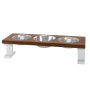 White/Chestnut - Farmhouse 3 Bowl Elevated Regular Feeder -  8 Inch
