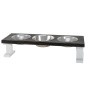 White/Ebony - Farmhouse 3 Bowl Elevated Regular Feeder -  8 Inch