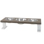 White/Gray - Farmhouse 3 Bowl Elevated Regular Feeder -  8 Inch