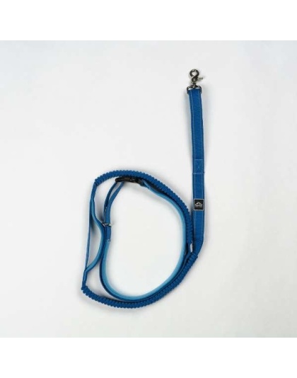 Cascades Metallic Blue Stretchable Runner Dog Leash - 6 to 10 feet when stretched.