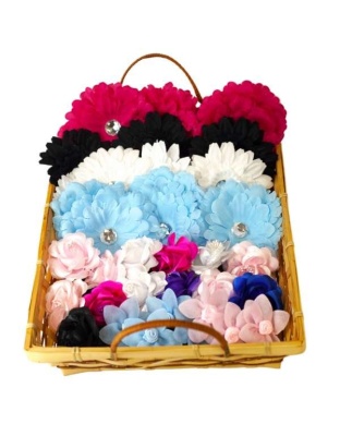 DIS004 | 40 Assorted Dog & Cat Bow Flowers in a Basket|Pets Ribbons