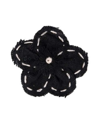 FL2003 | Linen Flower Dog | Cat | Pet Bow on Velcro Fastener|Pets Ribbons - Black