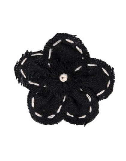 FL2003 | Linen Flower Dog | Cat | Pet Bow on Velcro Fastener|Pets Ribbons - Black