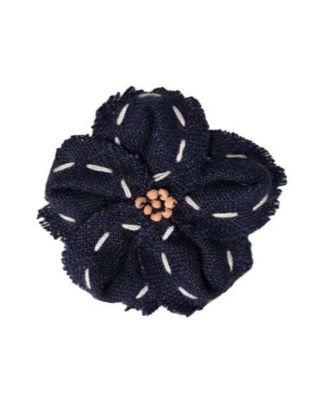 FL2003 | Linen Flower Dog | Cat | Pet Bow on Velcro Fastener|Pets Ribbons - Navy
