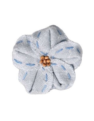FL2003 | Linen Flower Dog | Cat | Pet Bow on Velcro Fastener|Pets Ribbons - White